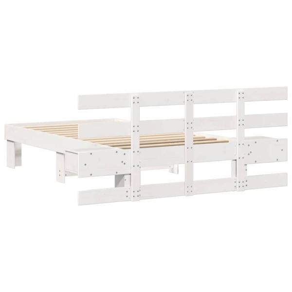 Bettgestell mit Schubladen mit Kopfteil Weiß 90 x 200 cm Massivkiefer