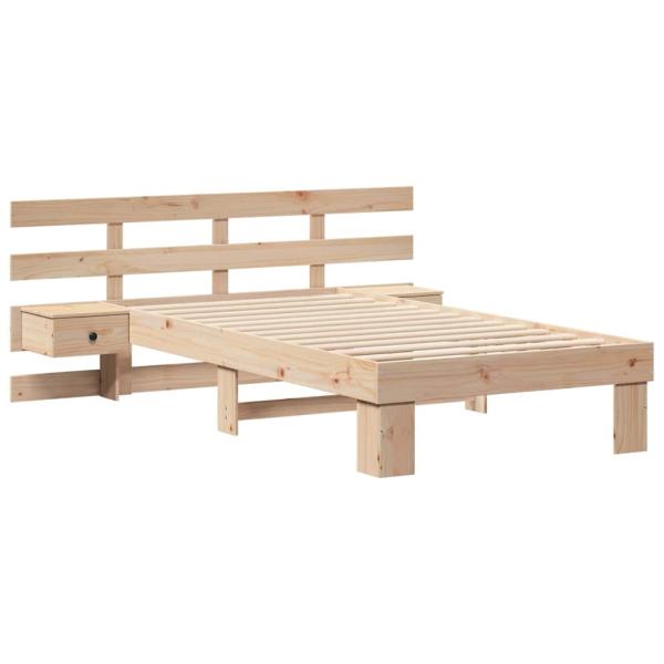 Bettgestell mit Schubladen mit Kopfteil Braun 90 x 190 cm Massivkiefer