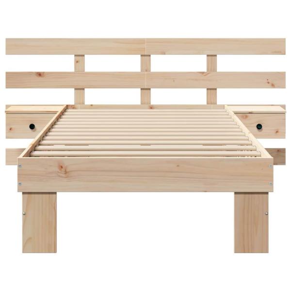 Bettgestell mit Schubladen mit Kopfteil Braun 90 x 190 cm Massivkiefer