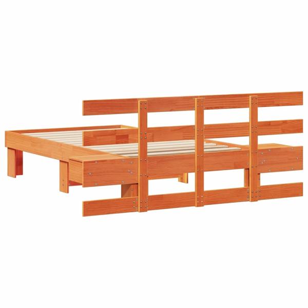 Bettgestell mit Schubladen mit Kopfteil Wachsbraun 90 x 190 cm Massivkiefer