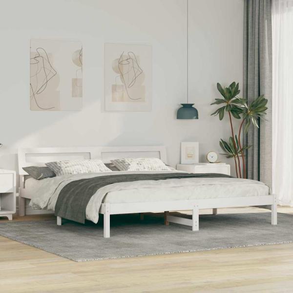 ARDEBO.de - Bettgestell Weiß 180 x 200 cm Massivkiefer