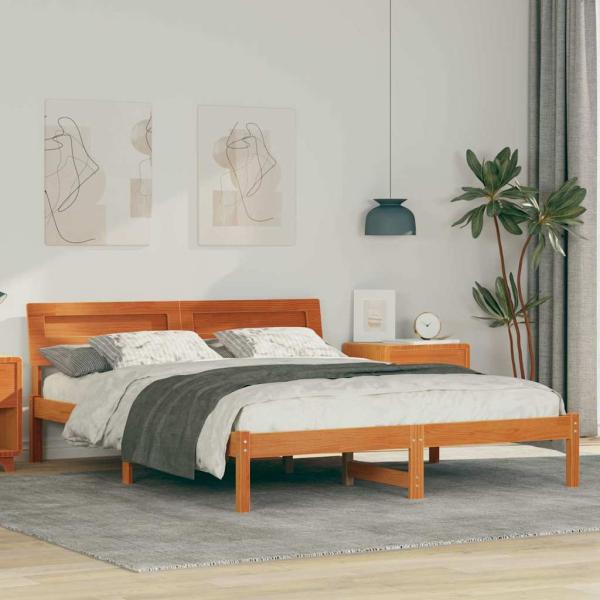 ARDEBO.de - Bettgestell Wachsbraun 160 x 200 cm Massivkiefer