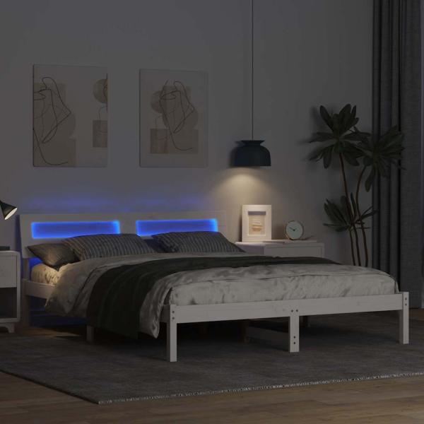 Bettgestell Weiß 150 x 200 cm Massivkiefer