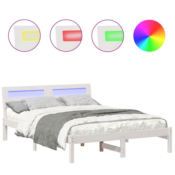 Bettgestell Weiß 120 x 200 cm Massivkiefer