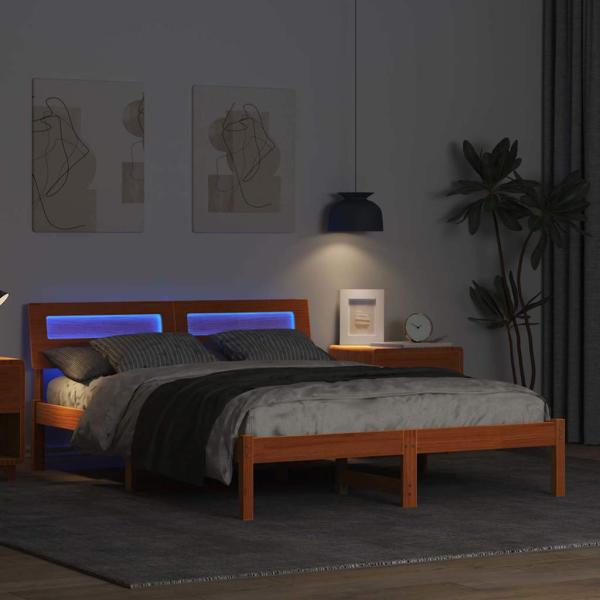 Bettgestell Wachsbraun 140 x 190 cm Massivkiefer