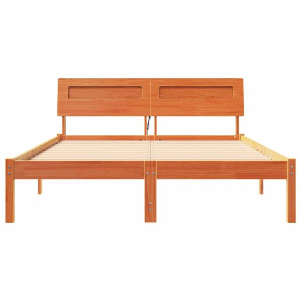 Bettgestell Wachsbraun 140 x 190 cm Massivkiefer