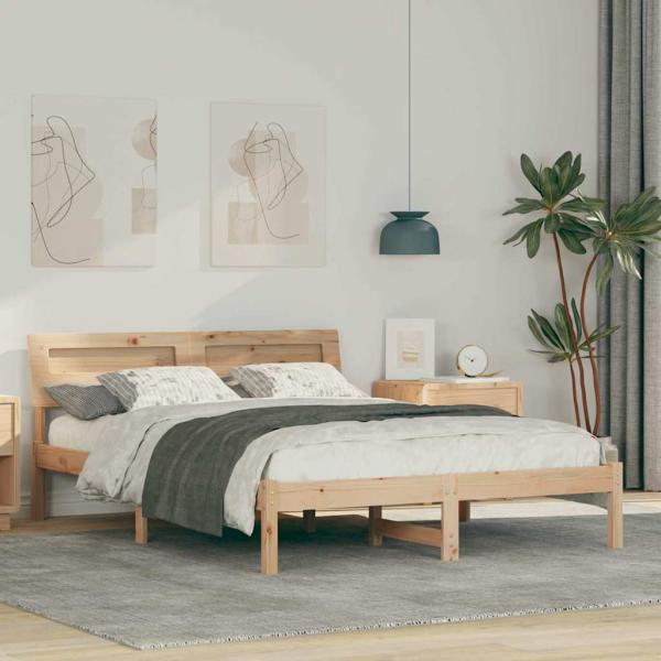 ARDEBO.de - Bettgestell Braun 120 x 190 cm Massivkiefer