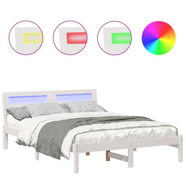 Bettgestell Weiß 120 x 190 cm Massivkiefer