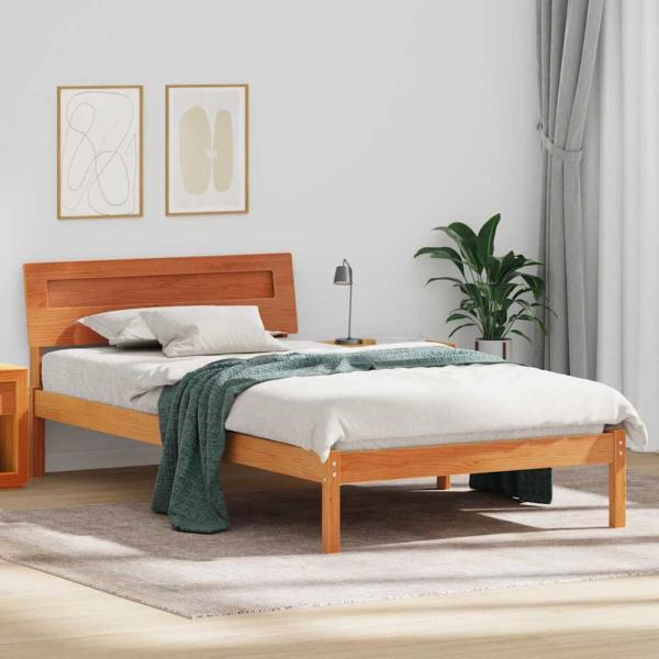 ARDEBO.de - Bettgestell Wachsbraun 80 x 200 cm Massivkiefer