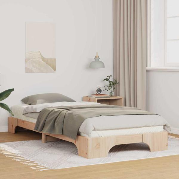 ARDEBO.de - Bodenbettgestell mit Speicher Braun 100 x 210 cm Holz