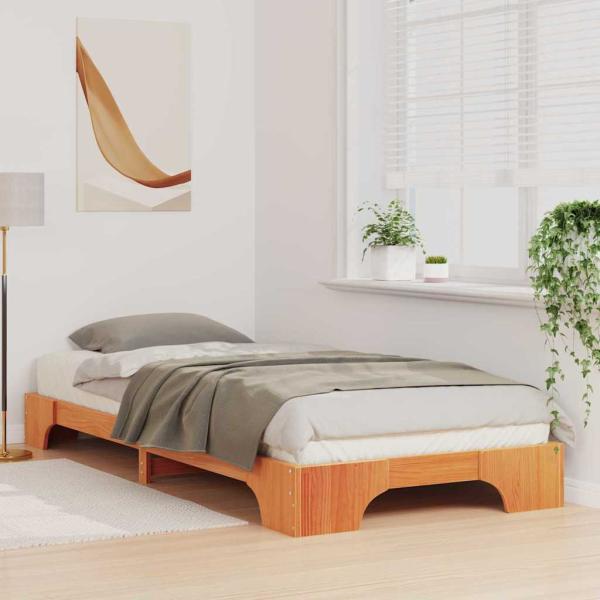 Bettrahmen Braun 100 x 210 cm Massives Kiefernholz