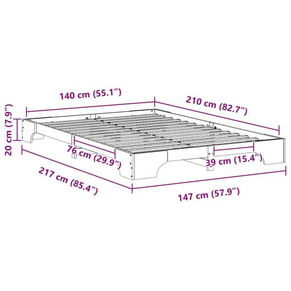 Bodenbettgestell mit Speicher Braun 140 x 210 cm Holz