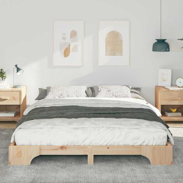 Bodenbettgestell mit Speicher Braun 160 x 210 cm Holz