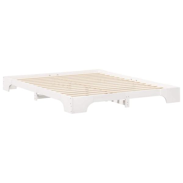 Bodenbettgestell mit Speicher Weiß 160 x 210 cm Holz
