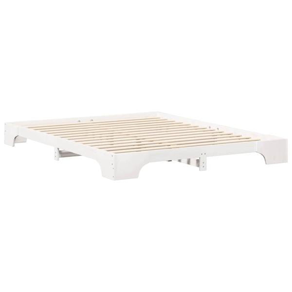 Bodenbettgestell mit Speicher Weiß 160 x 210 cm Holz