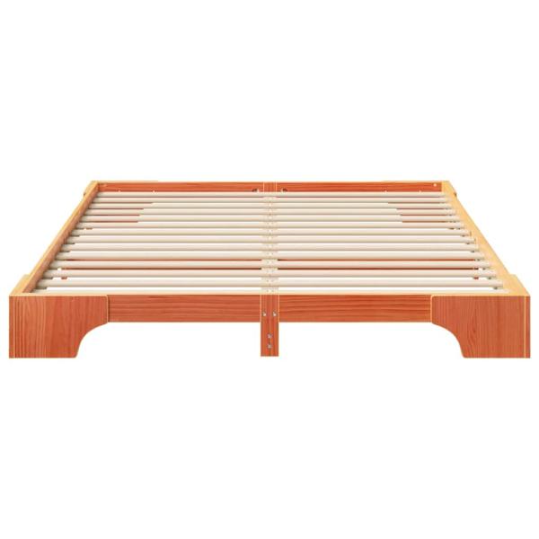 Bodenbettgestell mit Speicher Braun 160 x 210 cm Massivholz