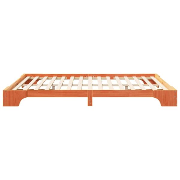 Bodenbettgestell mit Speicher Braun 160 x 210 cm Massivholz