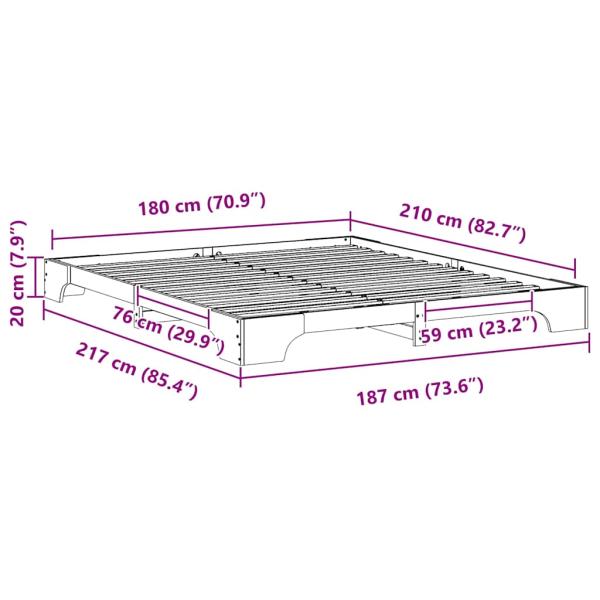Bodenbettgestell Braun 180 x 210 cm Massivholz Kiefer