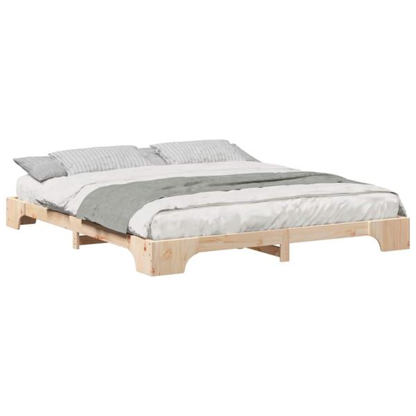 Bodenbettgestell Braun 200 x 210 cm Massivholz Kiefer