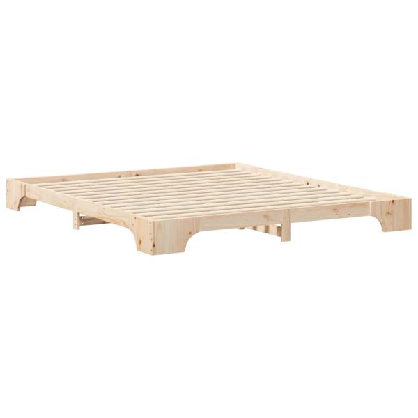 Bodenbettgestell Braun 200 x 210 cm Massivholz Kiefer