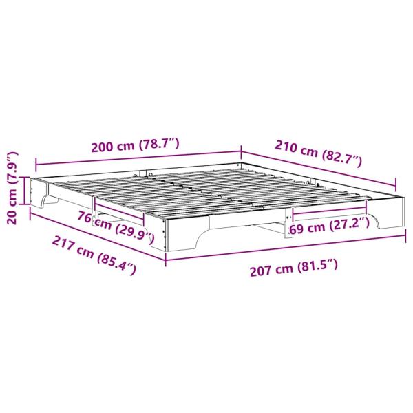 Bodenbettgestell Braun 200 x 210 cm Massivholz Kiefer
