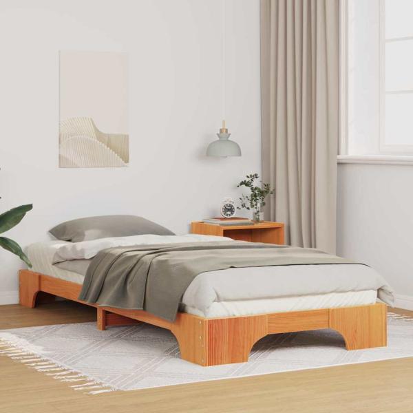 ARDEBO.de - Bodenbettgestell mit Speicher Braun 80 x 220 cm Holz