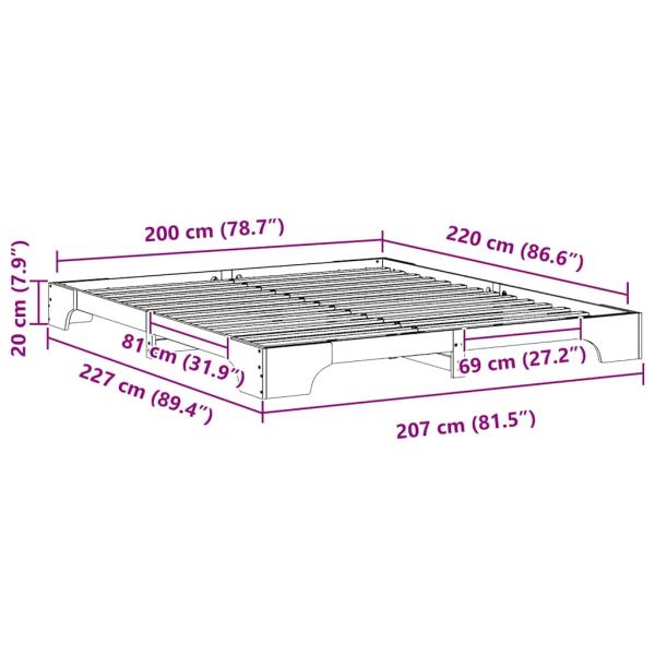 Bodenbettgestell Braun 200 x 220 cm Massivholz Kiefer