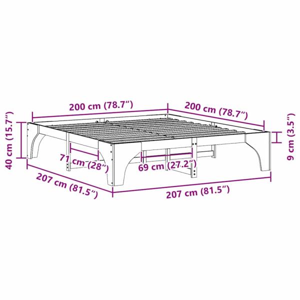 Bodenbettgestell Braun 200 x 200 cm Massivholz Kiefer