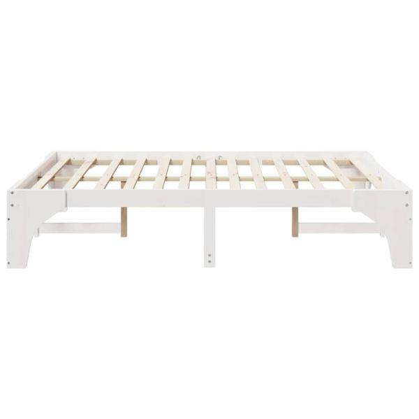 Bodenbettgestell Weiß 160 x 200 cm Massivholz Kiefer