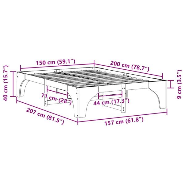 Bodenbettgestell Braun 150 x 200 cm Massivholz Kiefer