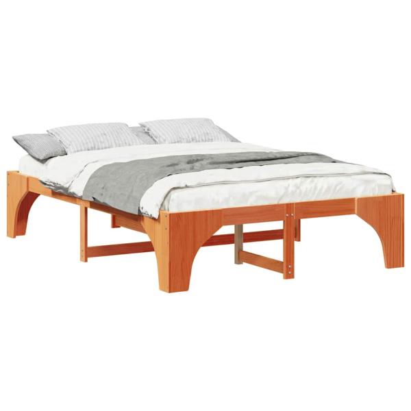 Bodenbettgestell Braun 150 x 200 cm Massivholz Kiefer