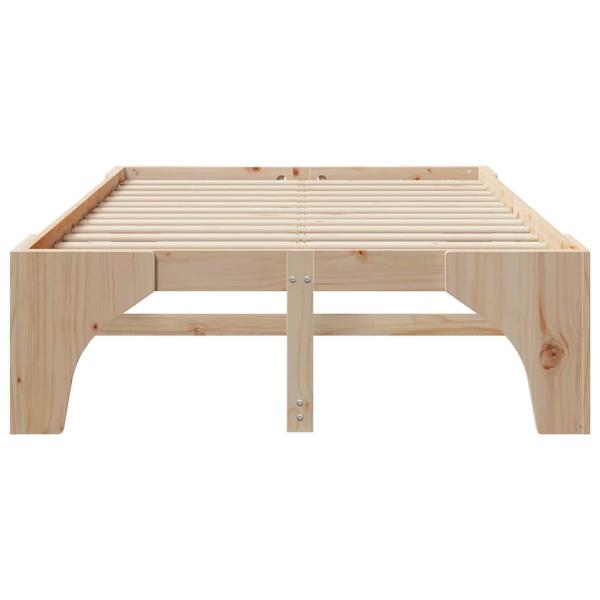 Bodenbettgestell Braun 140 x 190 cm Massivholz Kiefer