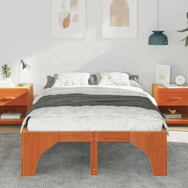 Bettrahmen Braun 135 x 190 cm Massives Kiefernholz