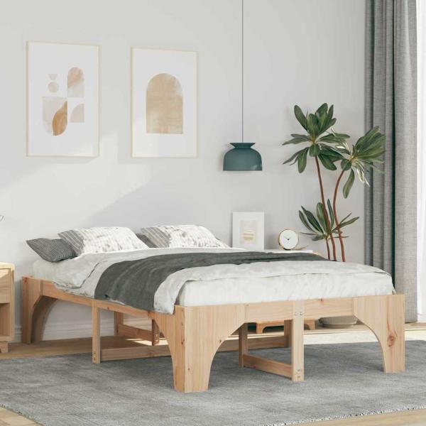 ARDEBO.de - Bodenbettgestell mit Speicher Braun 120 x 190 cm Kiefernholz