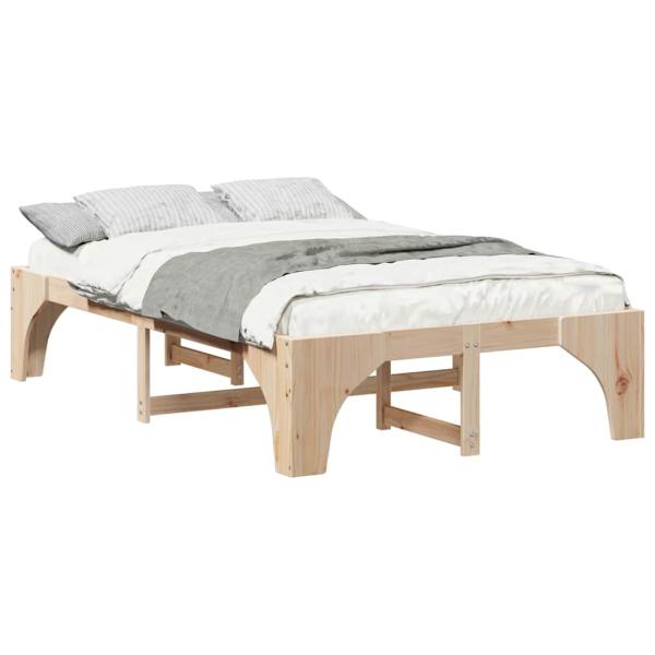 Bodenbettgestell mit Speicher Braun 120 x 190 cm Kiefernholz