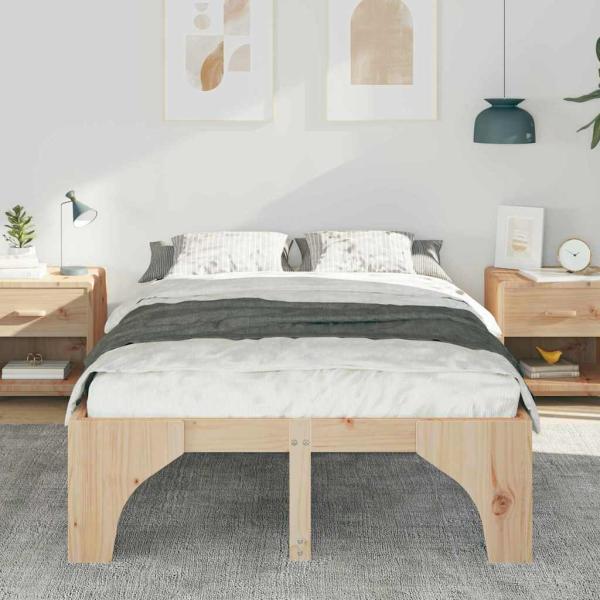 Bodenbettgestell mit Speicher Braun 120 x 190 cm Kiefernholz