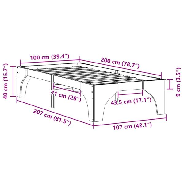 Bodenbettgestell Weiß 100 x 200 cm Massivholz Kiefer