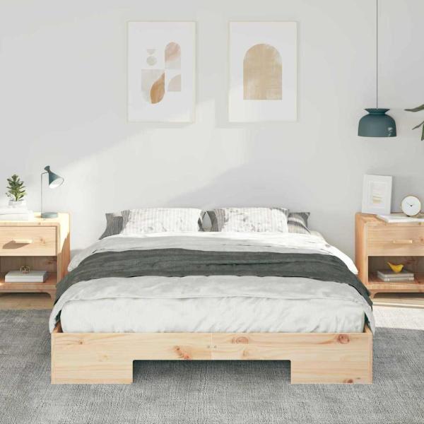 Bodenbettgestell Braun 150 x 200 cm Massivholz Kiefer