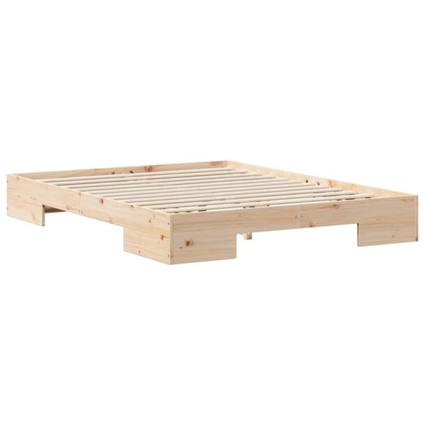 Bodenbettgestell Braun 150 x 200 cm Massivholz Kiefer