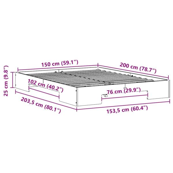 Bodenbettgestell Weiß 150 x 200 cm Massivholz Kiefer