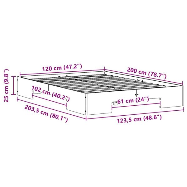 Bodenbettgestell Braun 120 x 200 cm Massivholz Kiefer