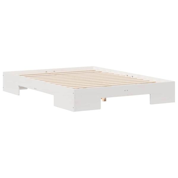 Bodenbettgestell Weiß 140 x 190 cm Massivholz Kiefer