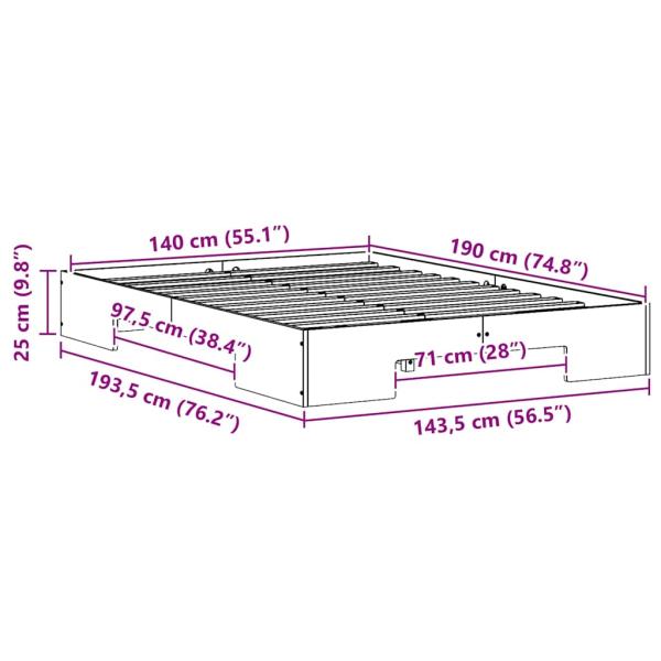 Bodenbettgestell Weiß 140 x 190 cm Massivholz Kiefer
