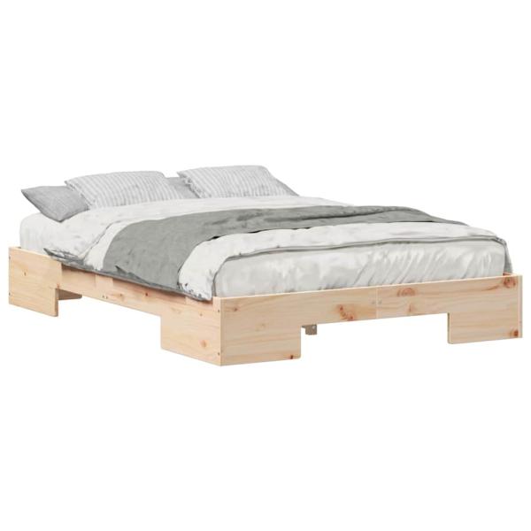 Bodenbettgestell Braun 135 x 190 cm Massivholz Kiefer