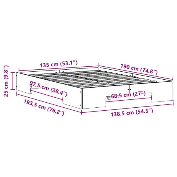 Bodenbettgestell Braun 135 x 190 cm Massivholz Kiefer