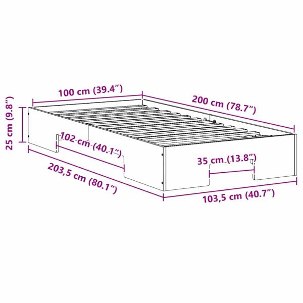 Bodenbettgestell Weiß 100 x 200 cm Massivholz Kiefer