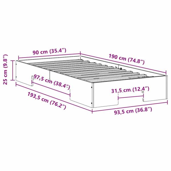Bodenbettgestell Braun 90 x 190 cm Massivholz Kiefer