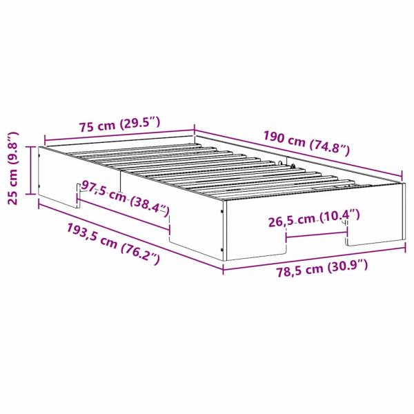 Bodenbettgestell Braun 75 x 190 cm Massivholz Kiefer