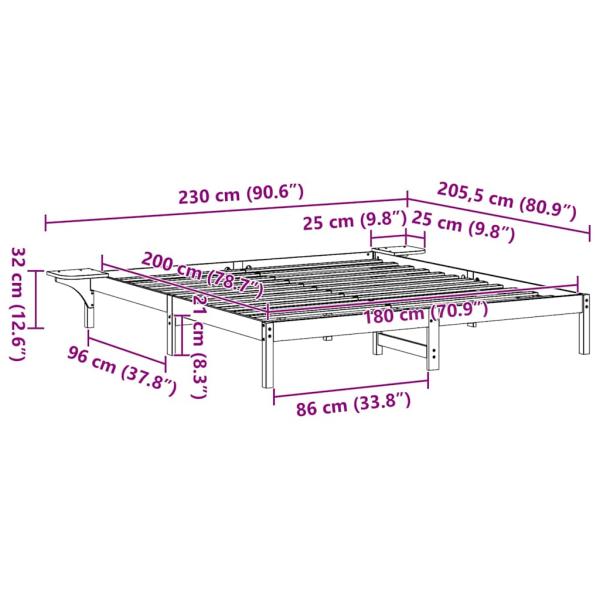 Bettgestell mit Nachttischen Wachsbraun 180 x 200 cm Wachsbraun