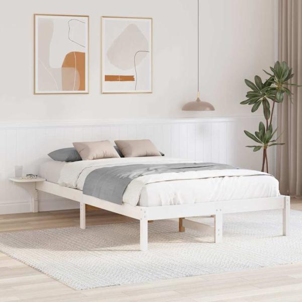 ARDEBO.de - Bettgestell mit Nachttischen Weiß 120 x 200 cm Weiß